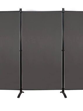Three-Panel Dark Grey Room Divider Screen